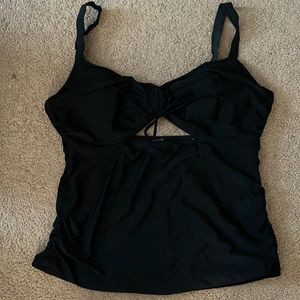 Ruched swim tankini top with cutout